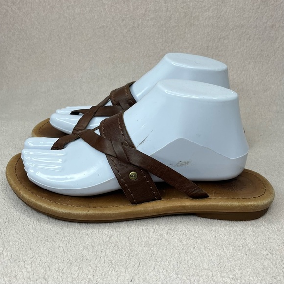 UGG Leather Strappy Flip Flops Sandals-Brown-Women’s 8-Casual-Classic-Designer - Picture 4 of 10